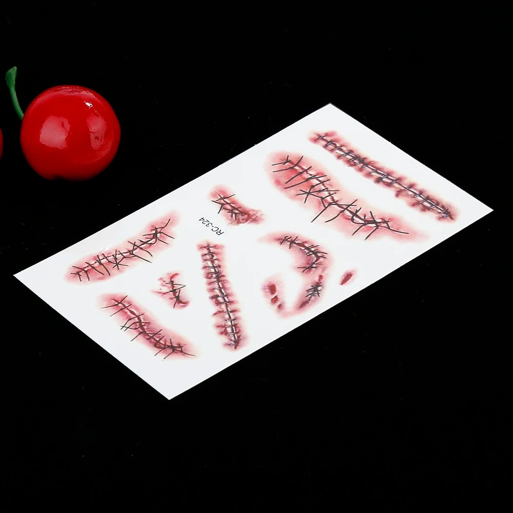 1PC Waterproof Halloween Tattoo Stickers Face Body Temporary Tattoos Environmental Funny Atmosphere Scary Scars Blood Tattoo 1PC Waterproof Halloween Tattoo Stickers Face Body Temporary Tattoos Environmental Funny Atmosphere Scary Scars Blood Tattoo