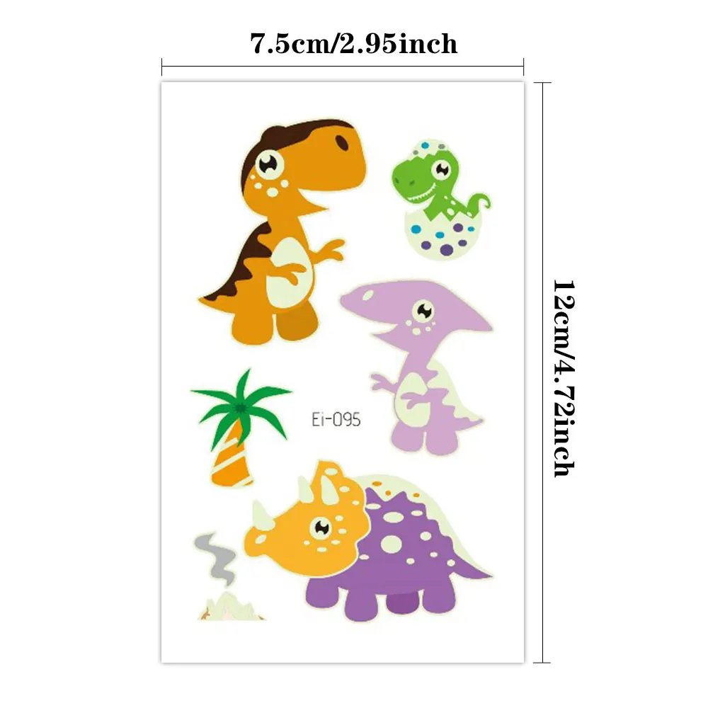 10pcs Luminous Cute Dinosaur Glow Waterproof Temporary Tattoo Stickers Animal Totem Flash Tatto Kids Arm Body Art Fake Tattoos