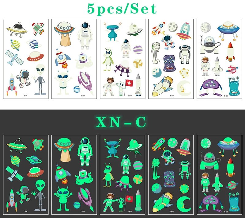 Luminous Tattoo 5 10pcs/Set Temporary Tattoos Mermaid Licorne Children Stickers for Kids Pokemon Tattoo Tattoo for Kids Unicorn