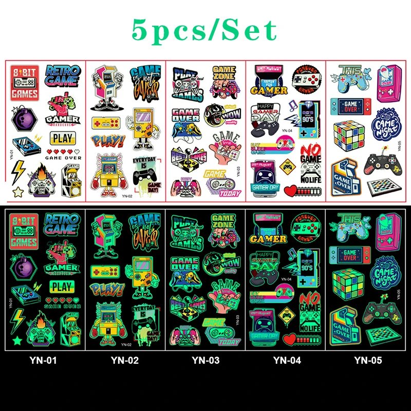 Luminous Tattoo 5 10pcs/Set Temporary Tattoos Mermaid Licorne Children Stickers for Kids Pokemon Tattoo Tattoo for Kids Unicorn