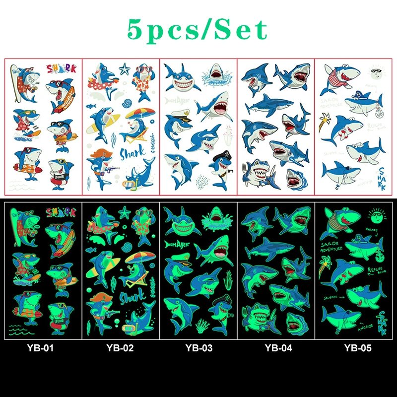 Luminous Tattoo 5 10pcs/Set Temporary Tattoos Mermaid Licorne Children Stickers for Kids Pokemon Tattoo Tattoo for Kids Unicorn