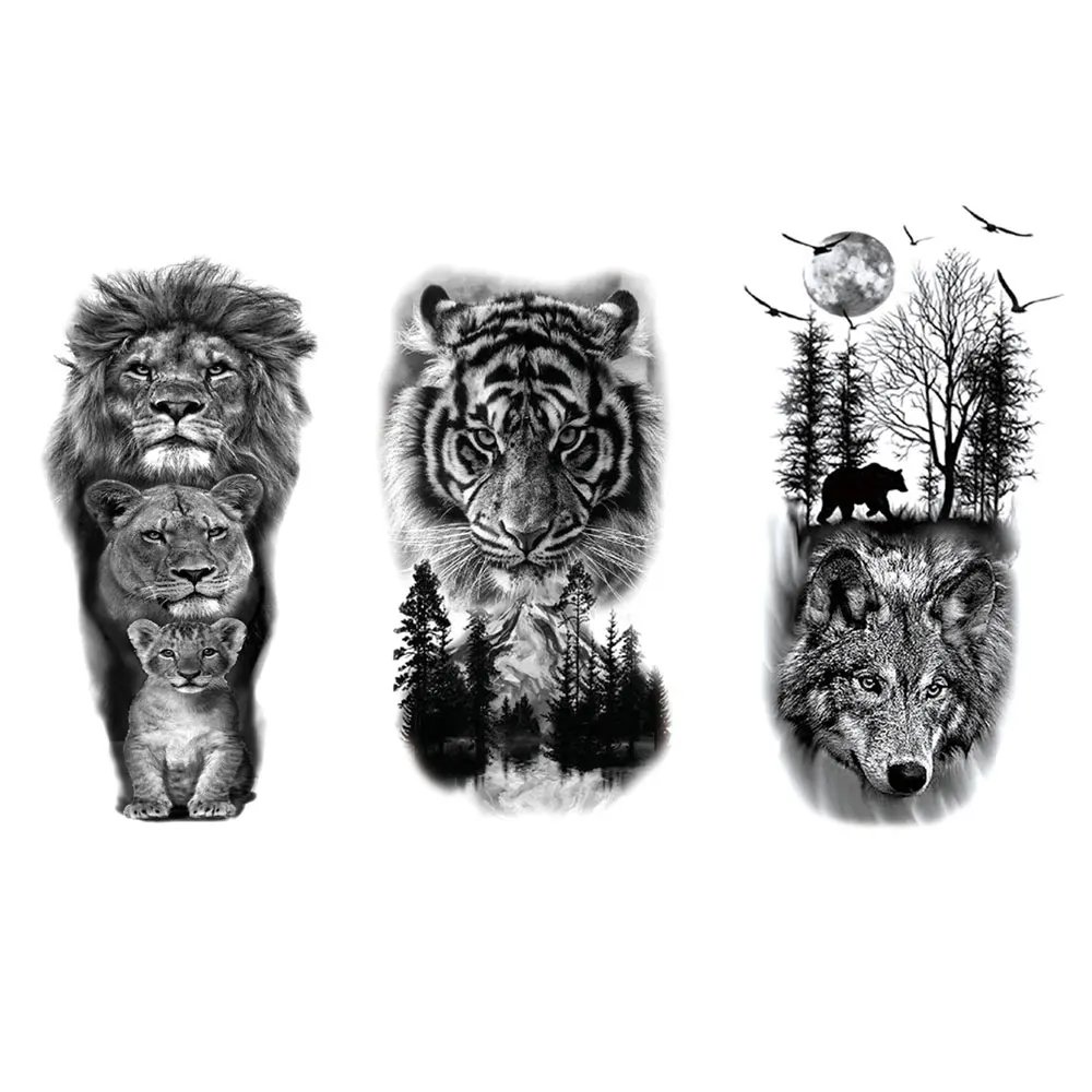 Black Forest Animal Temporary Tattoos for Men Women Waterproof Tiger Wolf Lion Fake Tattoo for Hand Arm Body Decor Black Forest Animal Temporary Tattoos for Men Women Waterproof Tiger Wolf Lion Fake Tattoo for Hand Arm Body Decor