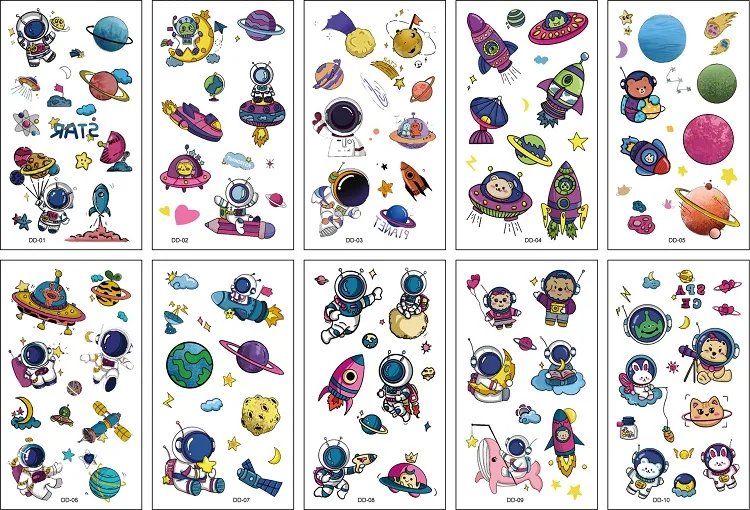 10PCS New Tattoos for Children Transfer Tattoos for Kids Mini Waterproof Tattoos Festival Glitters Face Unicorn Animals Stickers