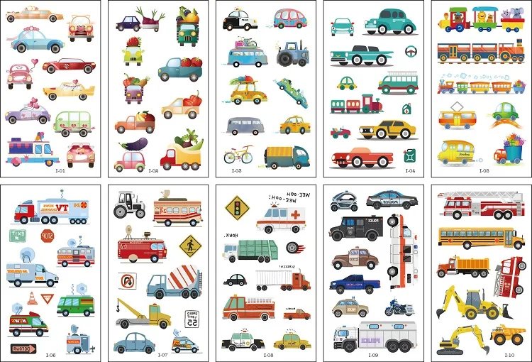 10PCS New Tattoos for Children Transfer Tattoos for Kids Mini Waterproof Tattoos Festival Glitters Face Unicorn Animals Stickers