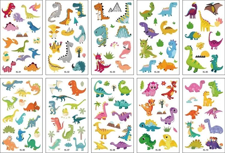 10PCS New Tattoos for Children Transfer Tattoos for Kids Mini Waterproof Tattoos Festival Glitters Face Unicorn Animals Stickers