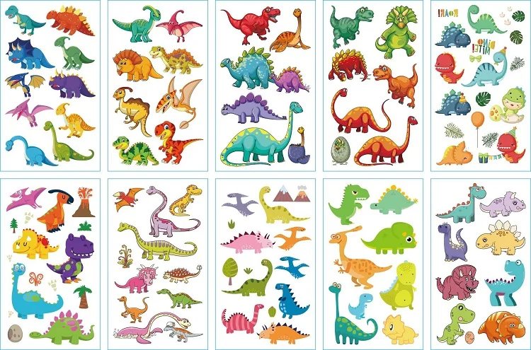 10PCS New Tattoos for Children Transfer Tattoos for Kids Mini Waterproof Tattoos Festival Glitters Face Unicorn Animals Stickers