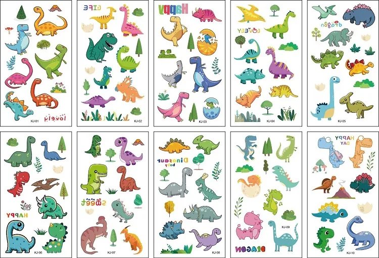 10PCS New Tattoos for Children Transfer Tattoos for Kids Mini Waterproof Tattoos Festival Glitters Face Unicorn Animals Stickers