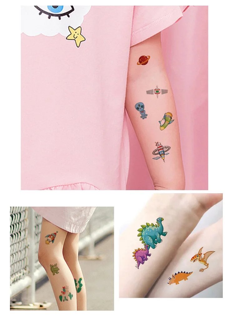 10PCS New Tattoos for Children Transfer Tattoos for Kids Mini Waterproof Tattoos Festival Glitters Face Unicorn Animals Stickers