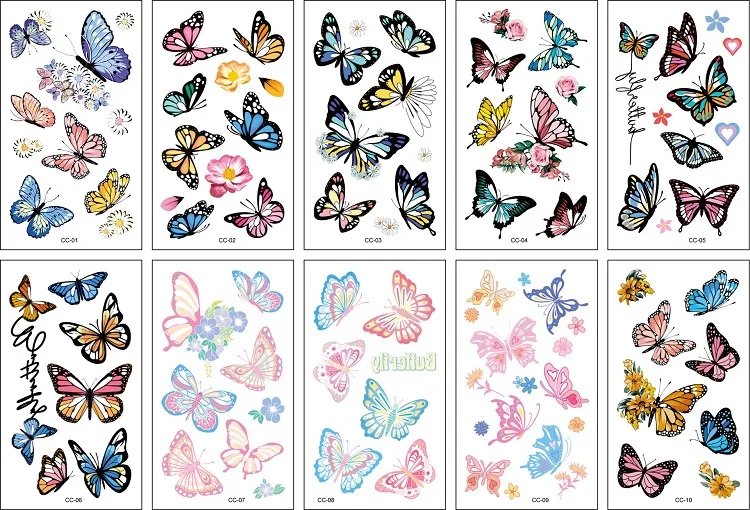 10PCS New Tattoos for Children Transfer Tattoos for Kids Mini Waterproof Tattoos Festival Glitters Face Unicorn Animals Stickers