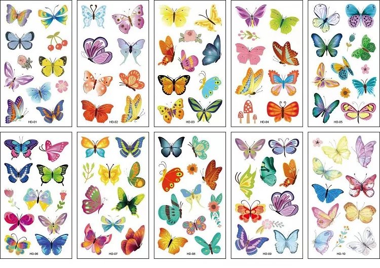 10PCS New Tattoos for Children Transfer Tattoos for Kids Mini Waterproof Tattoos Festival Glitters Face Unicorn Animals Stickers