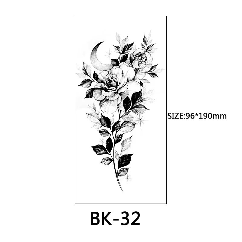 Butterfly Fake Tattoo for Woman Black Flower Tattoo Sketch Tattoo Sticker  Rose Blossom Tattoo Temporary Waterproof