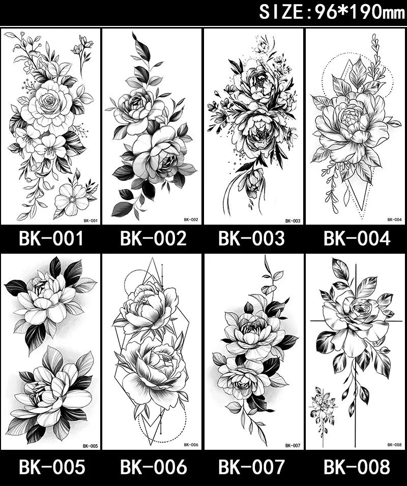Butterfly Fake Tattoo for Woman Black Flower Tattoo Sketch Tattoo Sticker Rose Blossom Tattoo Temporary Waterproof Butterfly Fake Tattoo for Woman Black Flower Tattoo Sketch Tattoo Sticker Rose Blossom Tattoo Temporary Waterproof