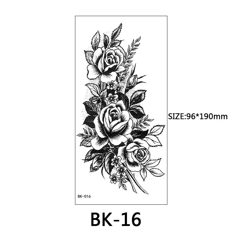 Butterfly Fake Tattoo for Woman Black Flower Tattoo Sketch Tattoo Sticker  Rose Blossom Tattoo Temporary Waterproof