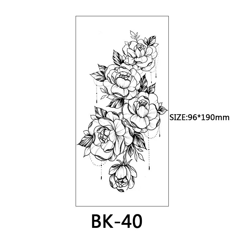 Butterfly Fake Tattoo for Woman Black Flower Tattoo Sketch Tattoo Sticker  Rose Blossom Tattoo Temporary Waterproof