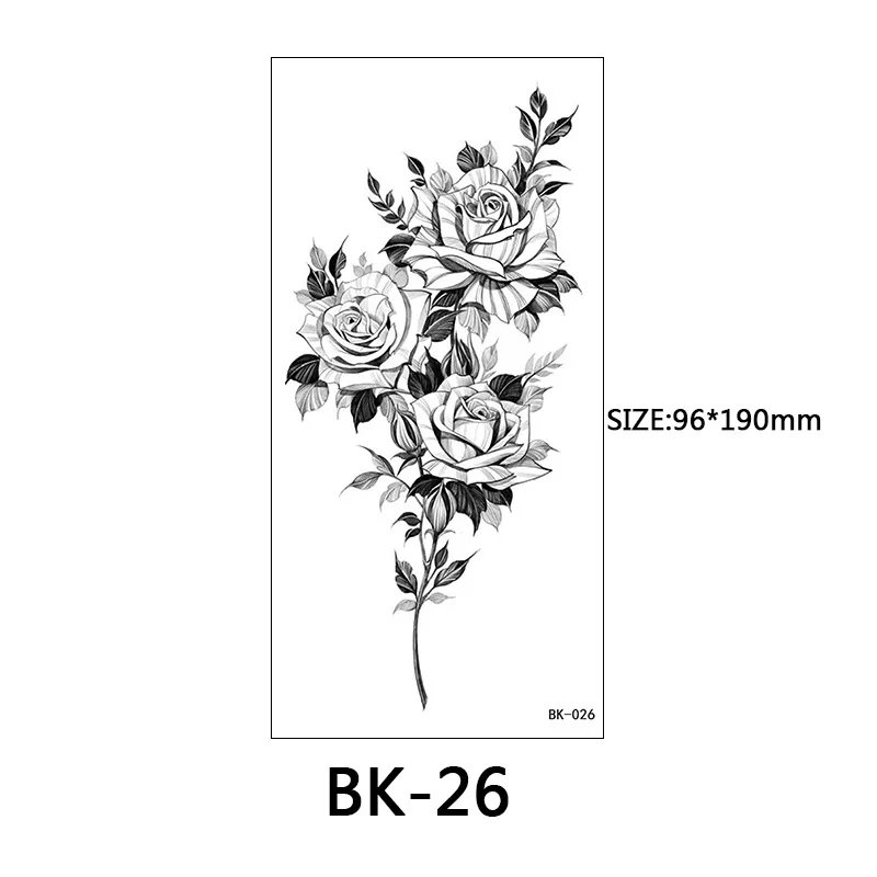 Butterfly Fake Tattoo for Woman Black Flower Tattoo Sketch Tattoo Sticker  Rose Blossom Tattoo Temporary Waterproof