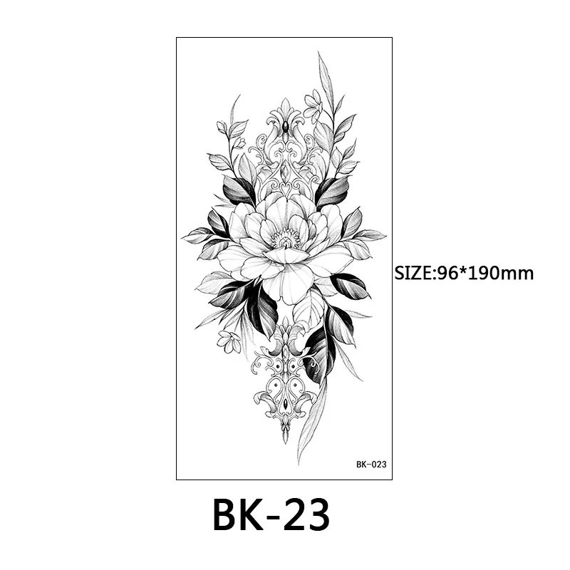 Butterfly Fake Tattoo for Woman Black Flower Tattoo Sketch Tattoo Sticker  Rose Blossom Tattoo Temporary Waterproof