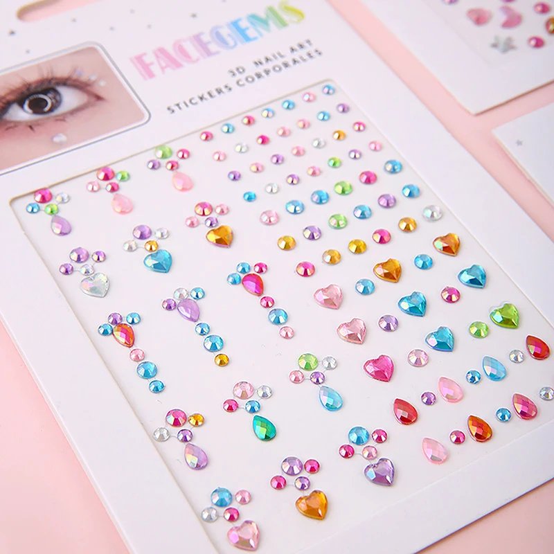 Makeup Diamond Eyes Face Festival DIY Body Crystal Gems Tattoo Adhesive Rhinestone Nail Art Decoration Acrylic Eyeshadow Sticker