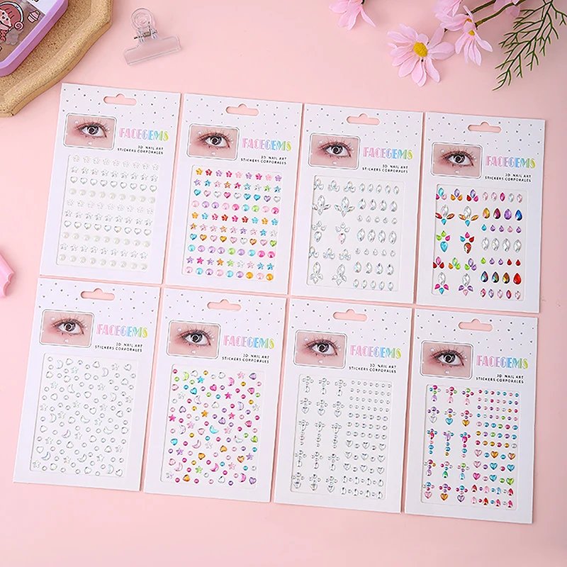 Makeup Diamond Eyes Face Festival DIY Body Crystal Gems Tattoo Adhesive Rhinestone Nail Art Decoration Acrylic Eyeshadow Sticker