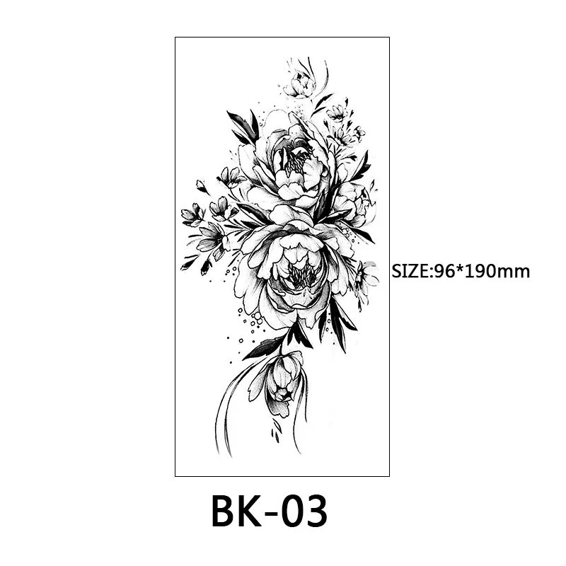 Sketch Flowers Sketch Tattoo Rose Blossoms Black and White Flowers Temporary Tattoos Sticker size:
