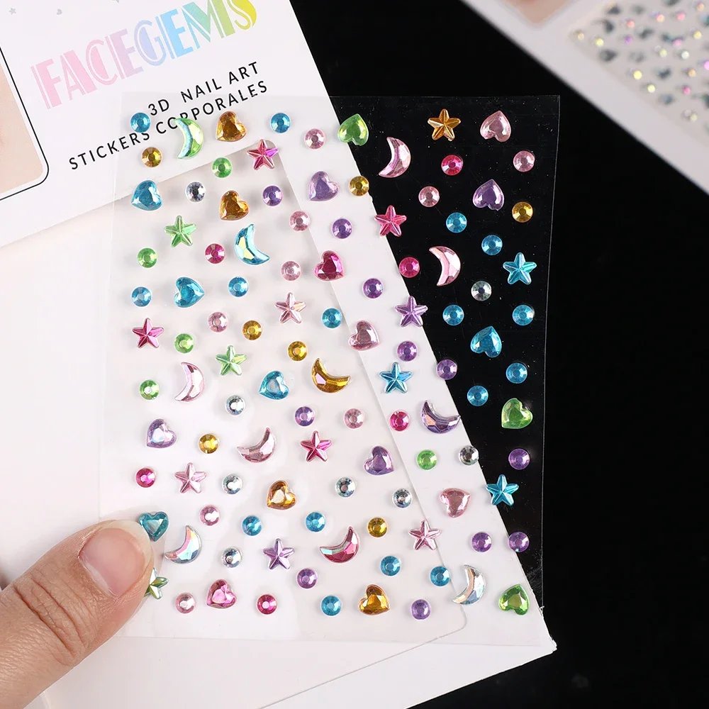 Love Diamond Stickers on The Face Rhinestone Makeup Bright Face Art Sticker Children's Temporary Tattoo Rhinestone Makeup Tools
