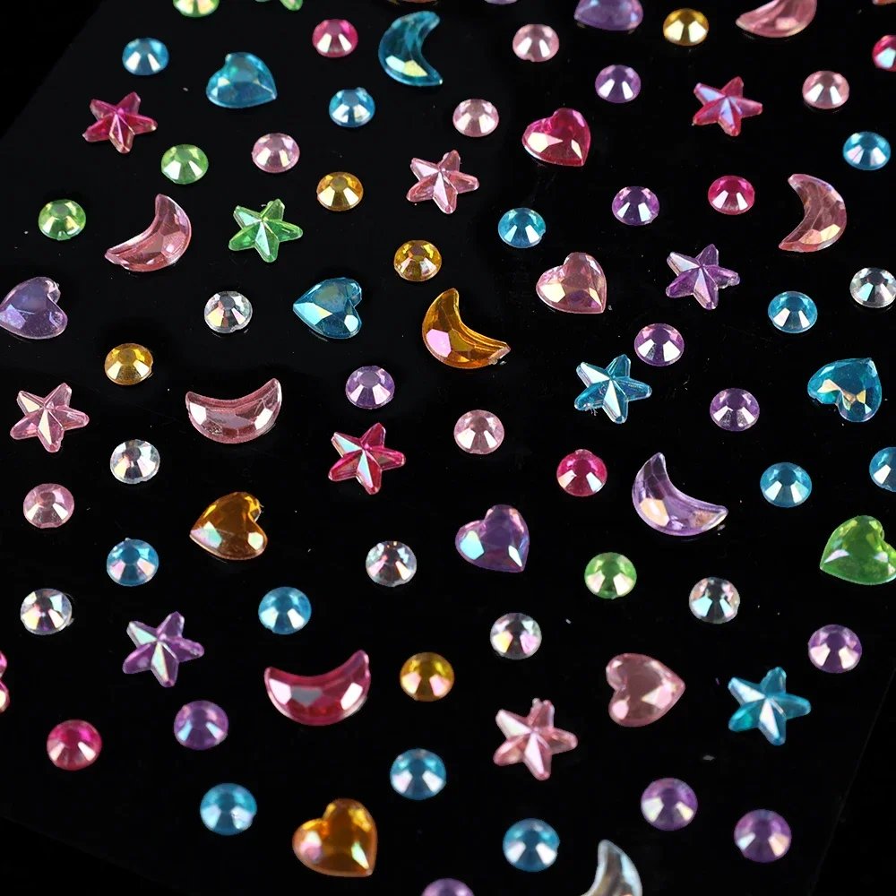 Love Diamond Stickers on The Face Rhinestone Makeup Bright Face Art Sticker Children's Temporary Tattoo Rhinestone Makeup Tools
