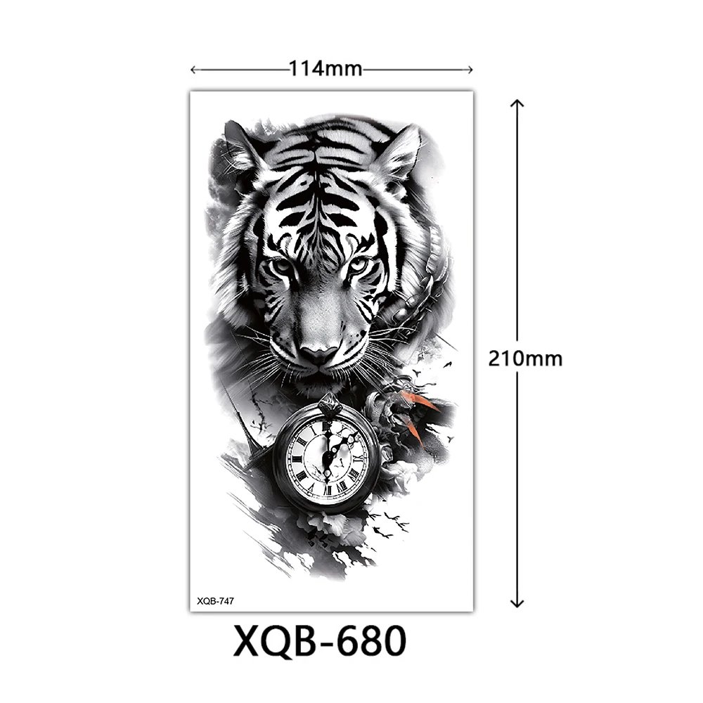 Tiger King Flower Fake Women Tattoo Waterproof Temporary Sticker Flash Animal Fox Wolf Clock Arm Art Beauty Totem Sexy Paint