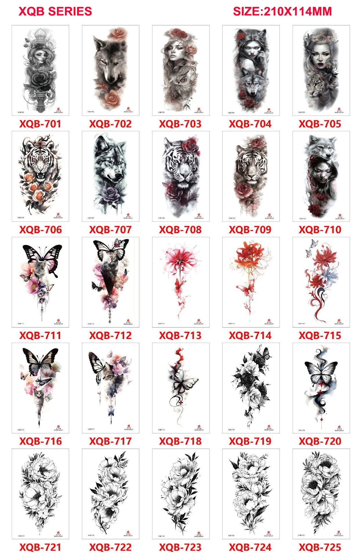 Tiger King Flower Fake Women Tattoo Waterproof Temporary Sticker Flash Animal Fox Wolf Clock Arm Art Beauty Totem Sexy Paint