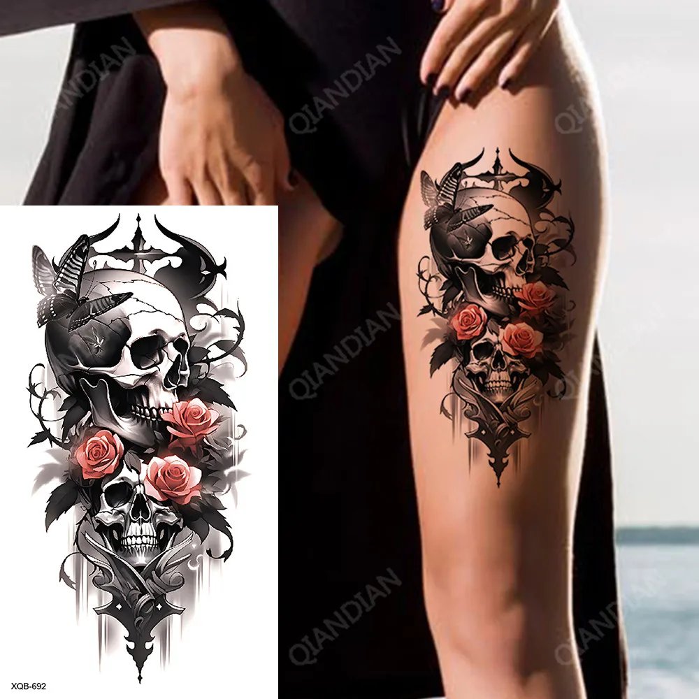 Tiger King Flower Fake Women Tattoo Waterproof Temporary Sticker Flash Animal Fox Wolf Clock Arm Art Beauty Totem Sexy Paint