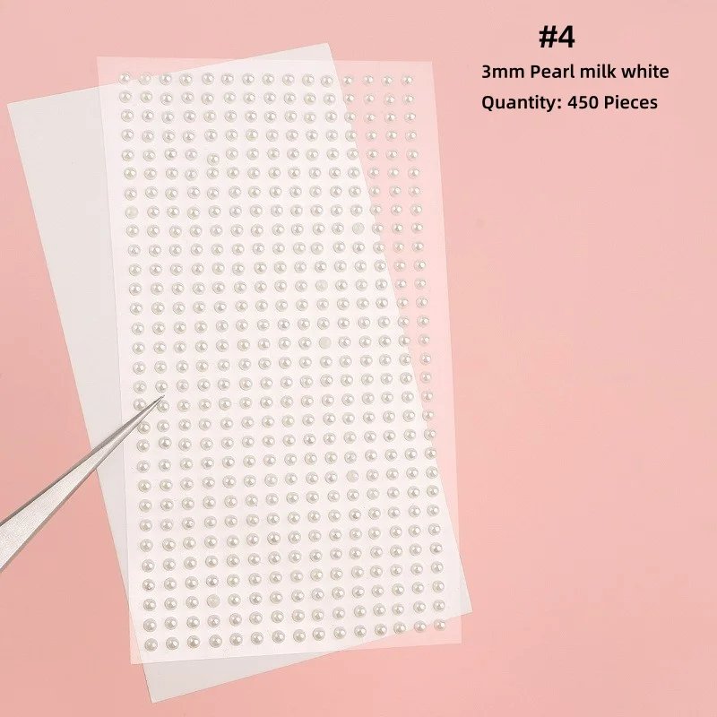Mix 2mm/3/mm4mm Hair Pearls Stick on Self Adhesive Pearls Stickers Face Pearls Stickers for Hair Face Makeup Nail DIY Crafts