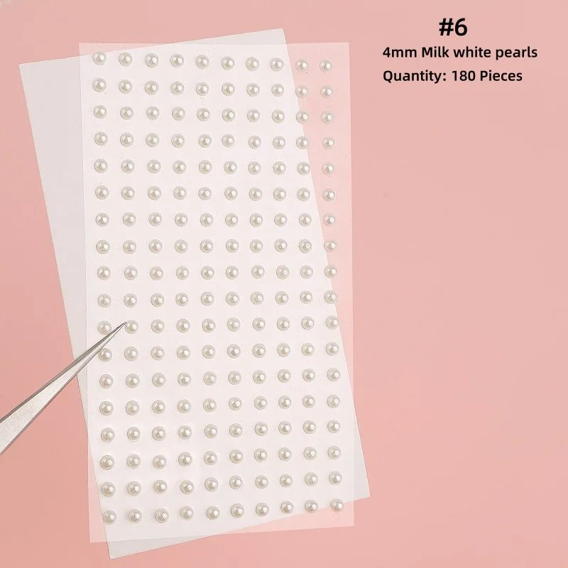 Mix 2mm/3/mm4mm Hair Pearls Stick on Self Adhesive Pearls Stickers Face Pearls Stickers for Hair Face Makeup Nail DIY Crafts
