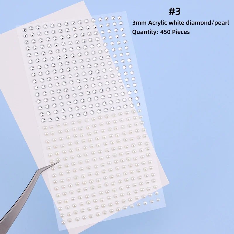 Mix 2mm/3/mm4mm Hair Pearls Stick on Self Adhesive Pearls Stickers Face Pearls Stickers for Hair Face Makeup Nail DIY Crafts