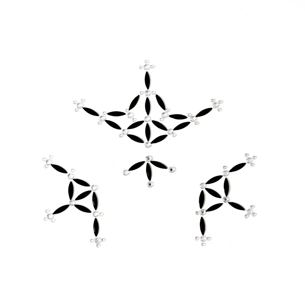 1Pc Face Jewel Makeup Sticker For Carnival Halloween Festival Skull Bone Dressing With Teeth Party Night Club Makeup Body Art