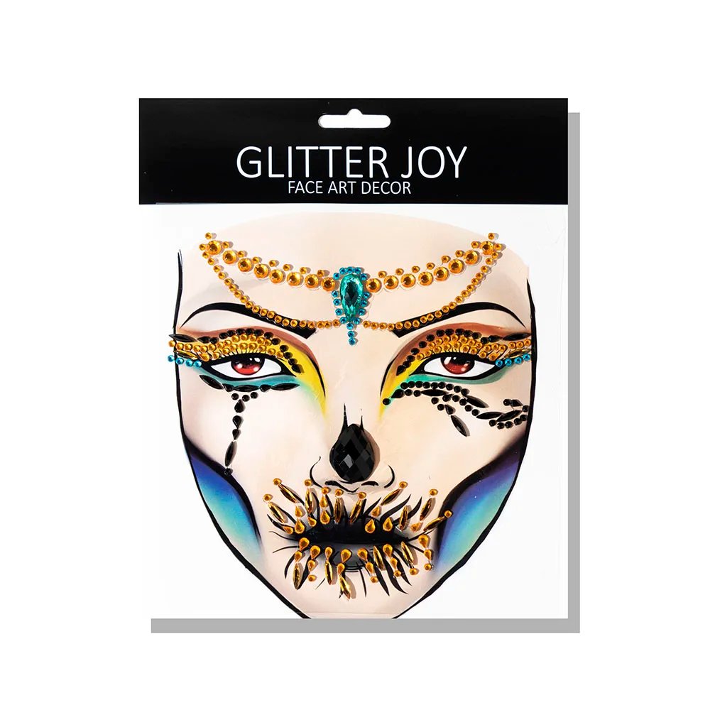 1Pc Face Jewel Makeup Sticker For Carnival Halloween Festival Skull Bone Dressing With Teeth Party Night Club Makeup Body Art