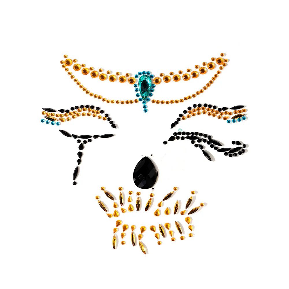 1Pc Face Jewel Makeup Sticker For Carnival Halloween Festival Skull Bone Dressing With Teeth Party Night Club Makeup Body Art