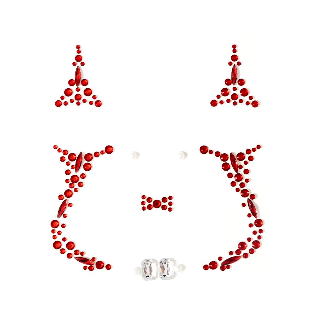 1Pc Face Jewel Makeup Sticker For Carnival Halloween Festival Skull Bone Dressing With Teeth Party Night Club Makeup Body Art