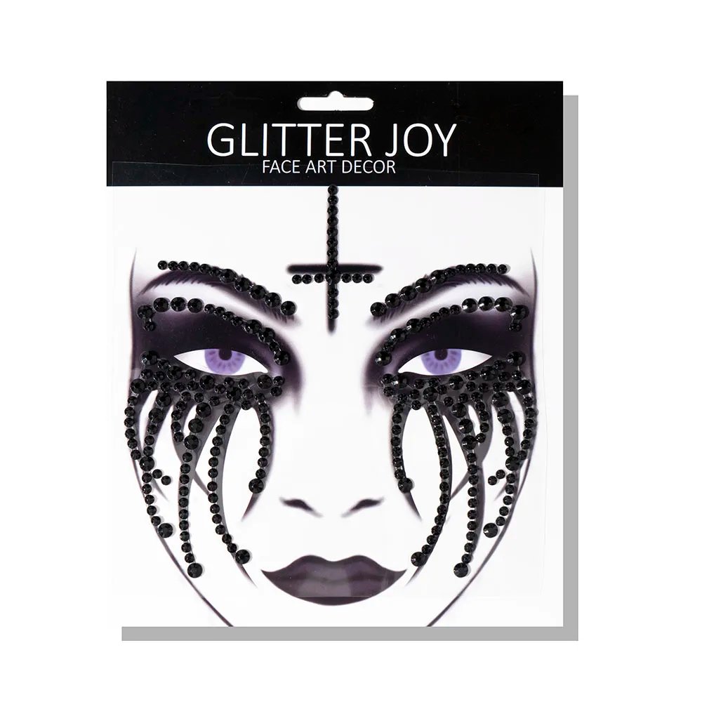 1Pc Face Jewel Makeup Sticker For Carnival Halloween Festival Skull Bone Dressing With Teeth Party Night Club Makeup Body Art