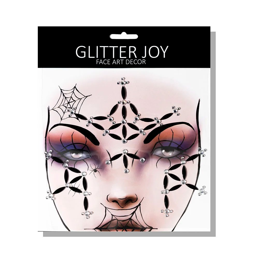 1Pc Face Jewel Makeup Sticker For Carnival Halloween Festival Skull Bone Dressing With Teeth Party Night Club Makeup Body Art