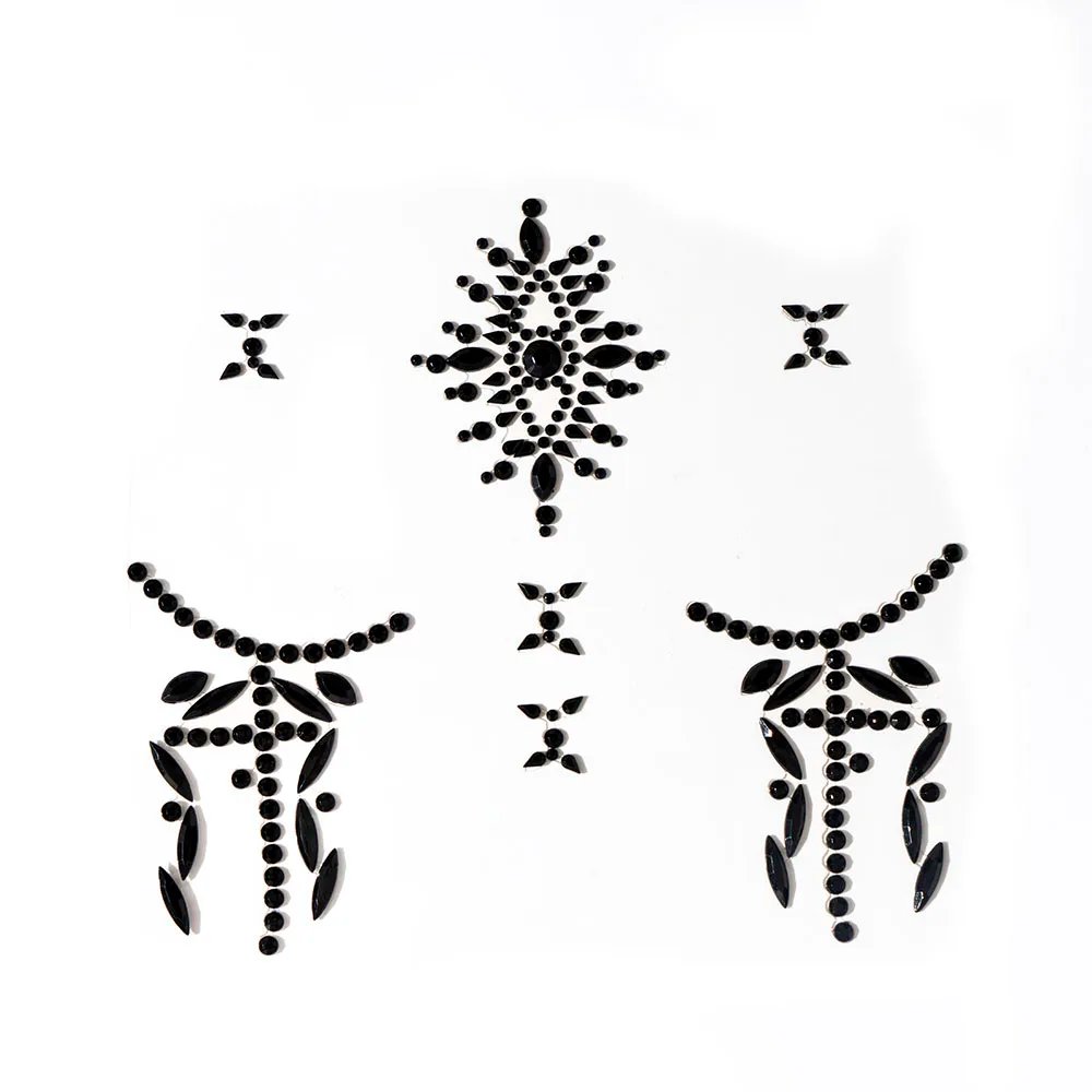 1Pc Face Jewel Makeup Sticker For Carnival Halloween Festival Skull Bone Dressing With Teeth Party Night Club Makeup Body Art