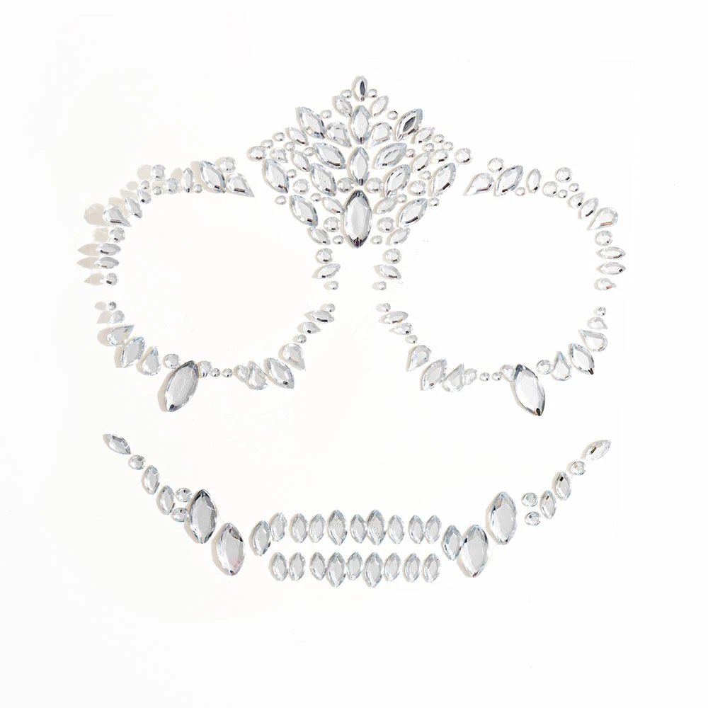 1Pc Face Jewel Makeup Sticker For Carnival Halloween Festival Skull Bone Dressing With Teeth Party Night Club Makeup Body Art