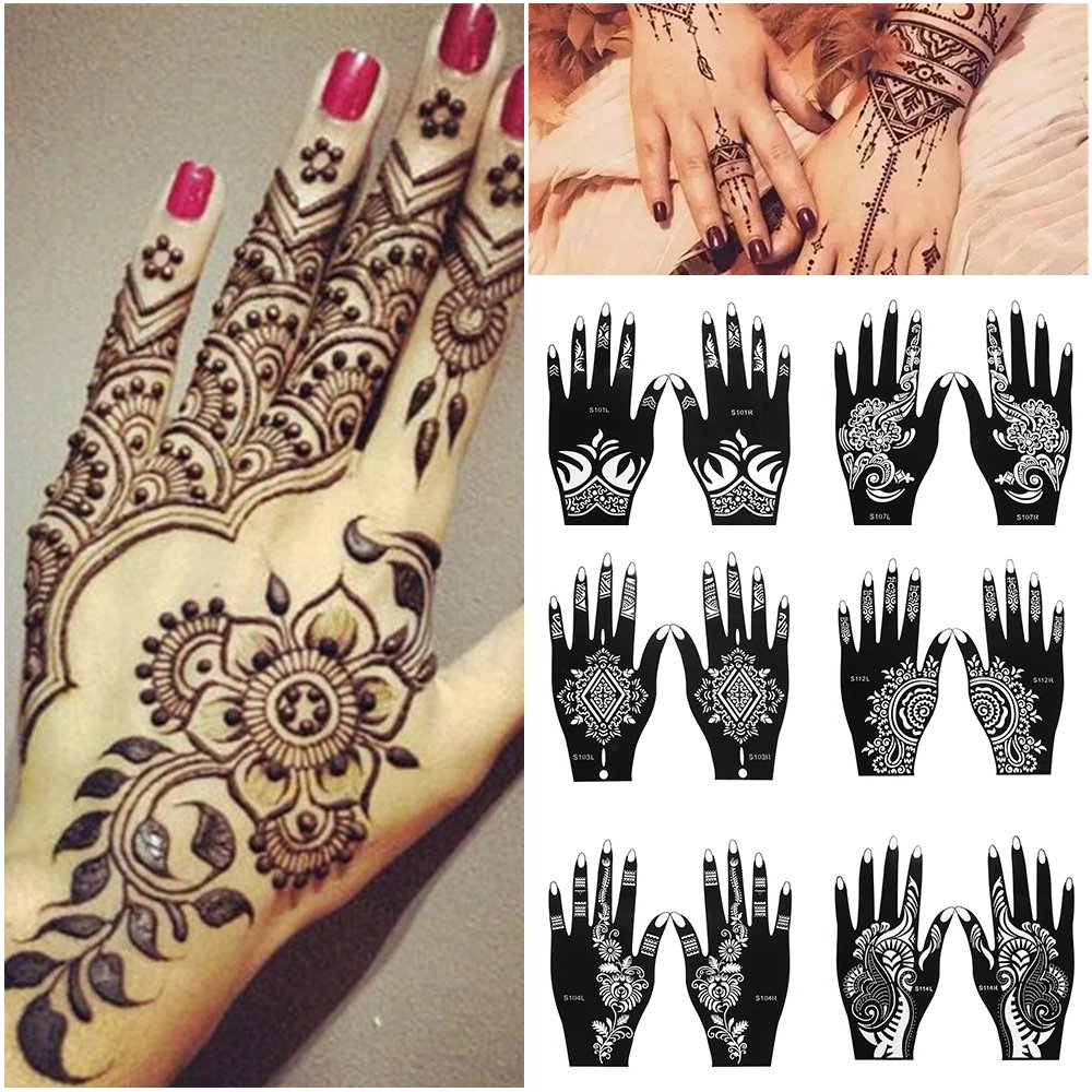 2024 New Professional Henna Stencil Temporary Hand Tattoo Body Art Sticker Template Wedding Tool Flower Tattoo Stencil
