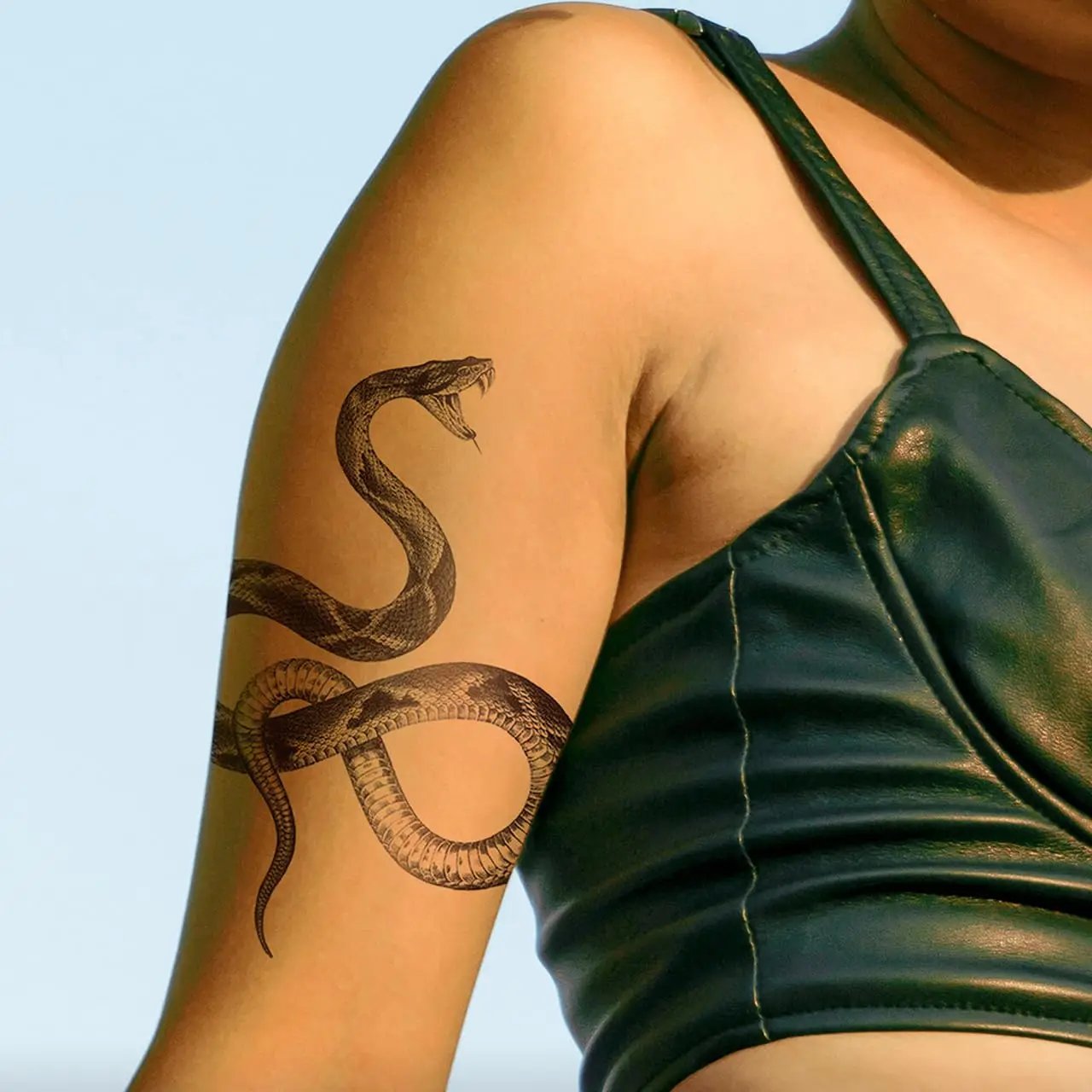 fake tattoo sticker snake sexy animal arm sleeve temporary tattoos waterproof body art for men women tattoo water transfer sheet