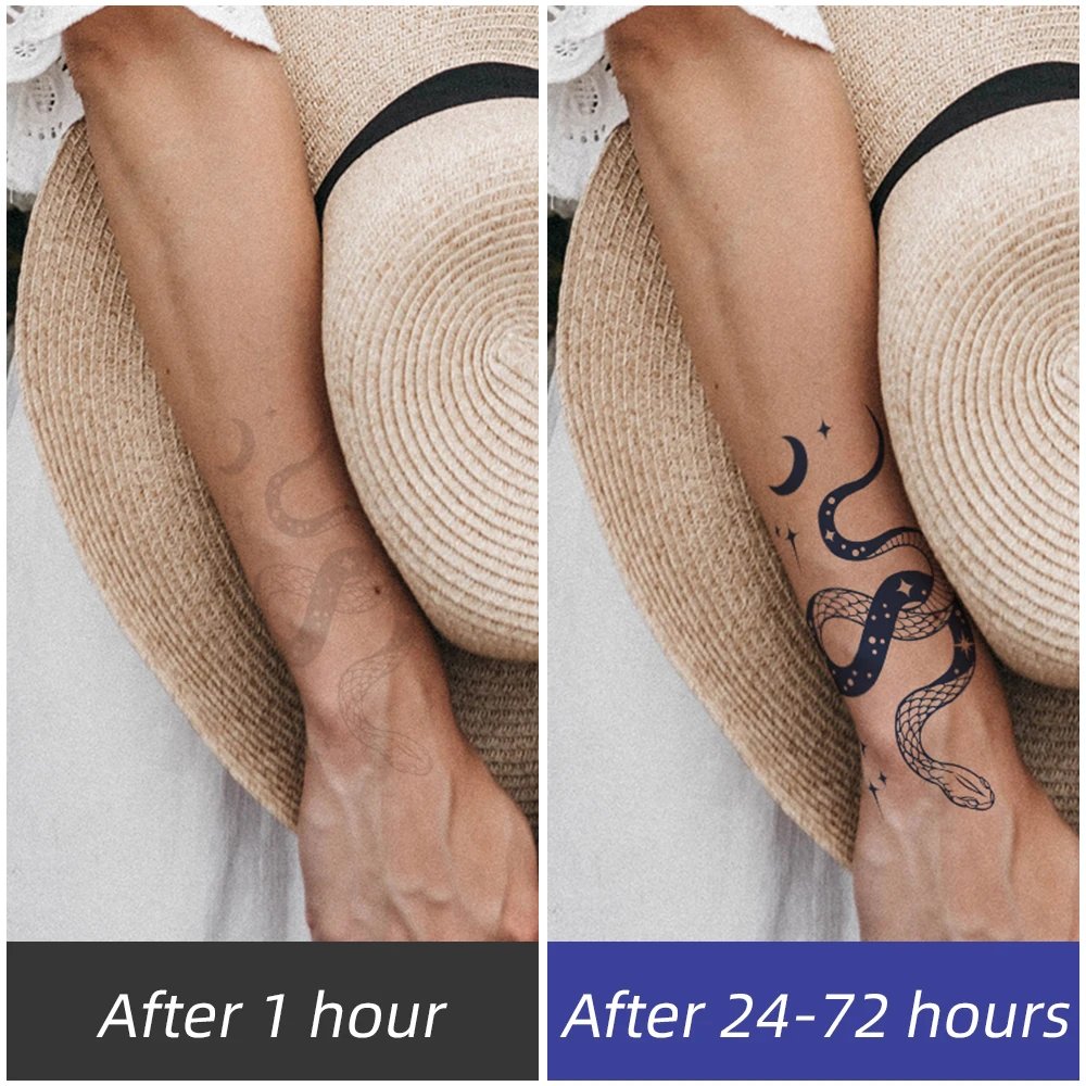 Herbal Juice Tattoo Sticker Long Lasting 15 Days Waterproof Fake Tattoo Sweatproof Snake Flower Temporary Tattoo For Men Women