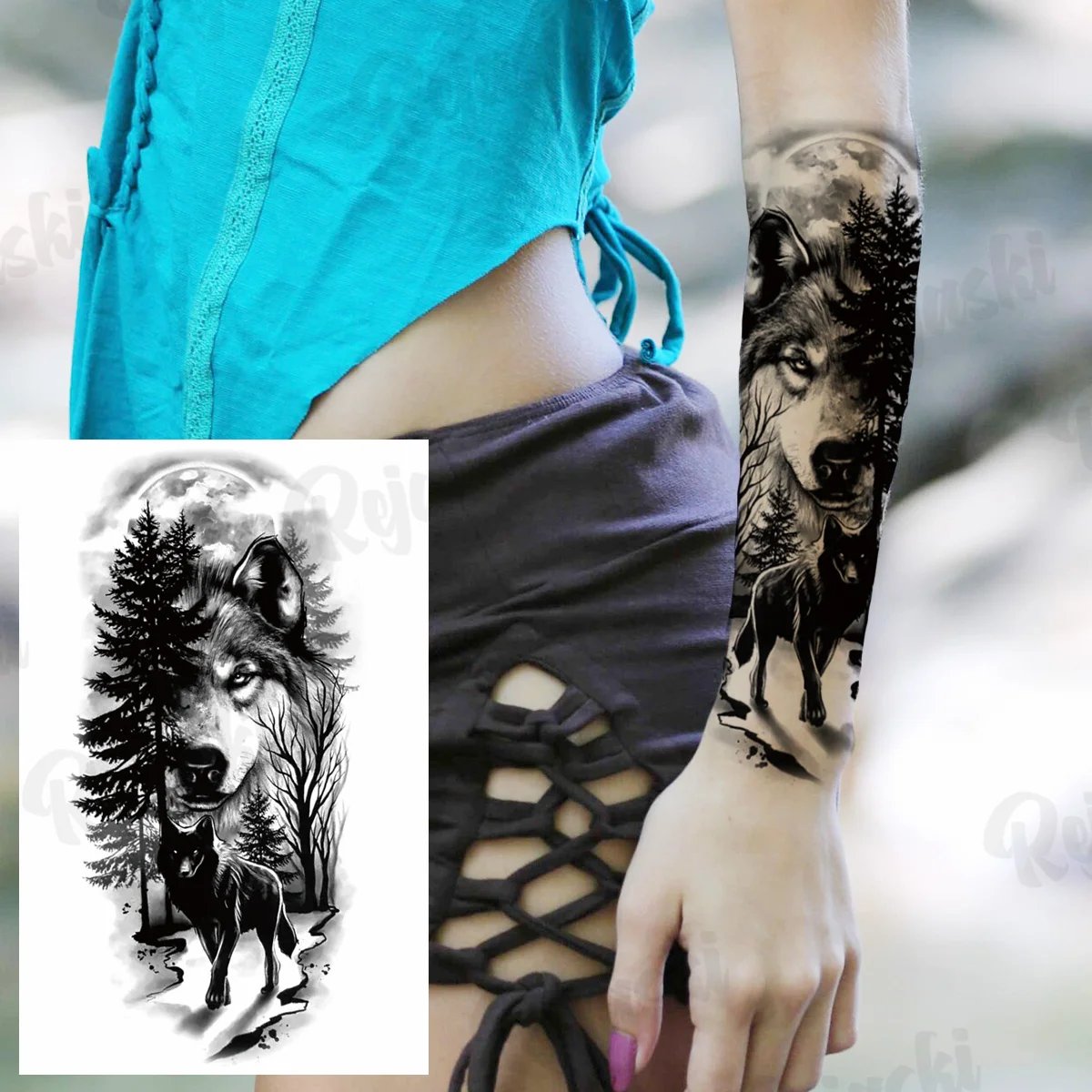 Large Knight Compass Temporary Tattoos For Men Women Realistic Eagle Dragon Lion Tiger Scary Fake Tattoo Sticker Arm Body Tatoos