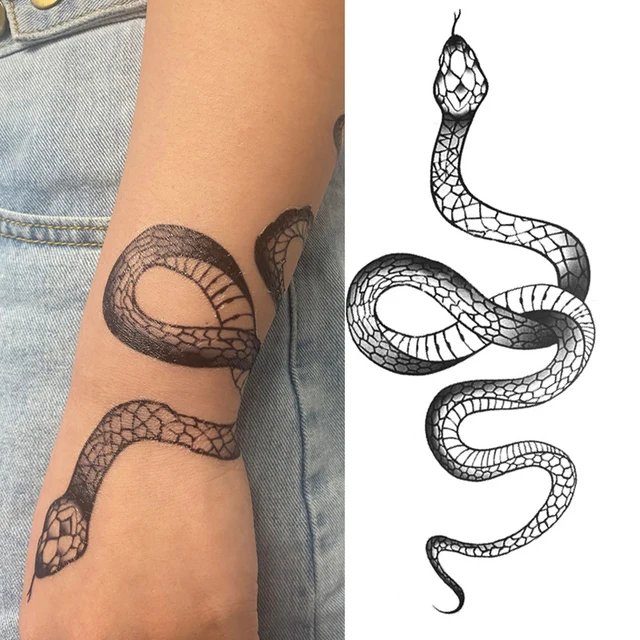 fake tattoo sticker snake sexy animal arm sleeve temporary tattoos waterproof body art for men women tattoo water transfer sheet