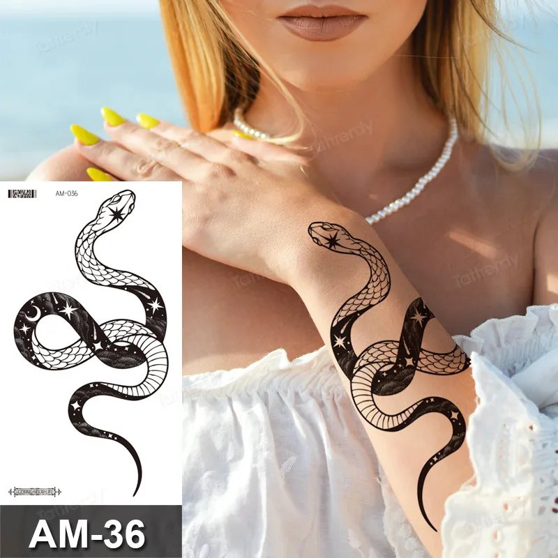 fake tattoo sticker snake sexy animal arm sleeve temporary tattoos waterproof body art for men women tattoo water transfer sheet