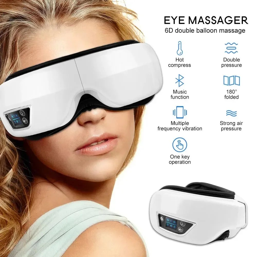 Eye Massager 6D Smart Airbag Vibration Bluetooth Eye Care Instrument Hot Compress Bluetooth Eye Massage Glasses Fatigue Pouch Eye Massager 6D Smart Airbag Vibration Bluetooth Eye Care Instrument Hot Compress Bluetooth Eye Massage Glasses Fatigue Pouch