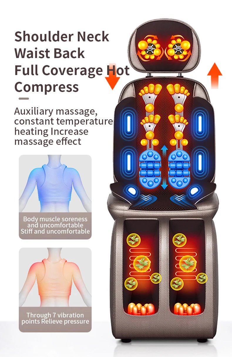 Upgrade Electric Full Body Massage Chair Neck Back Waist Leg Infrared Heating Vibration Kneading Shiatsu Cushion Seat Relaxation