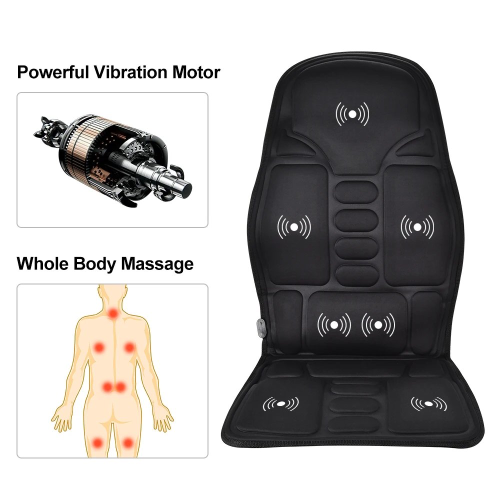 Electric Heating Vibrating Back Massage for Car Chair Office Lumbar Neck Pain Relief Vibration Cushion Shoulder Back Massage Mat