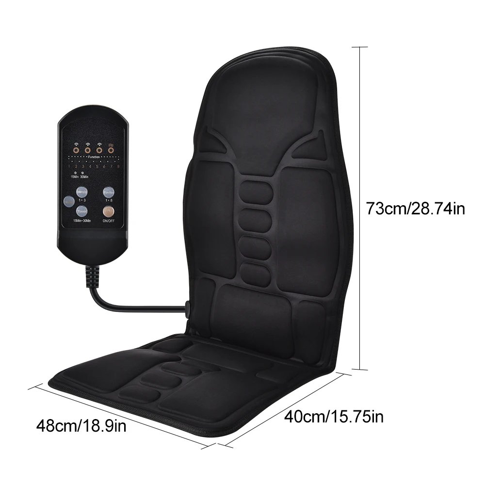 Electric Heating Vibrating Back Massage for Car Chair Office Lumbar Neck Pain Relief Vibration Cushion Shoulder Back Massage Mat