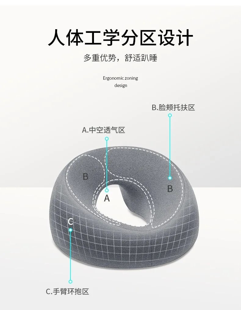 Ergonomics Lying Down Pillow Memory Foam Breathable Head Rest Support Pillow Body Massage Face Rest Pillow for Beauty Salon